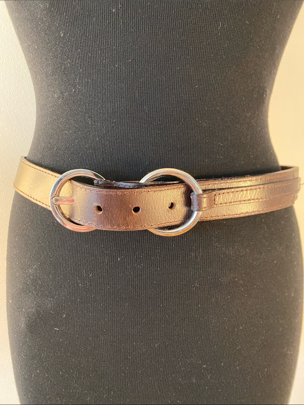 Simons Brown Leather Belt with Double Silver Rings - Picture 2 of 10